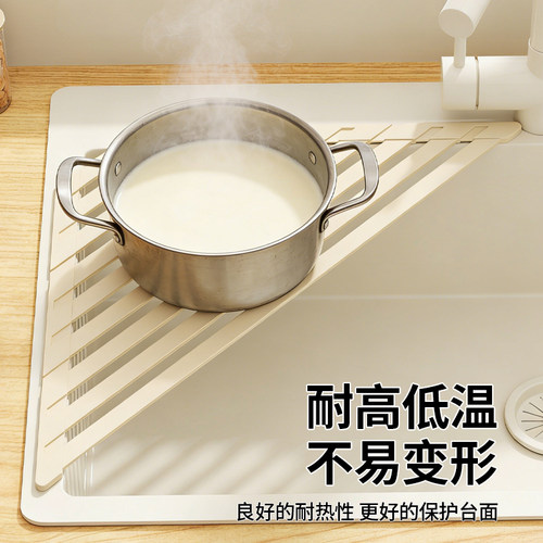 厨房水槽可折叠沥水架三角形多功能碗筷架抹布杆收纳架置物架卷帘 - 图2
