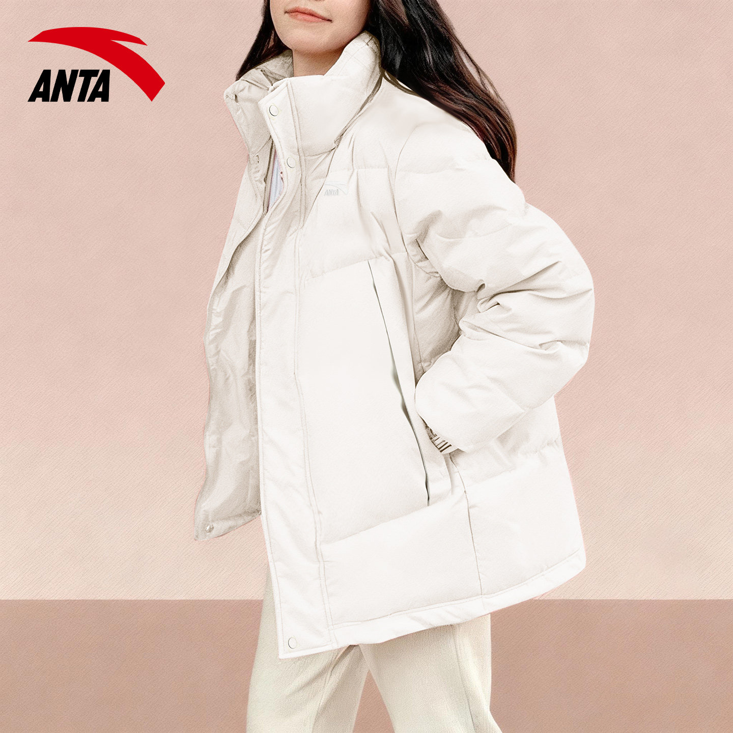 安踏立领开衫棉服女冬季短款蓬松宽松大码保暖面包服防风加厚外套,淘宝优惠券,粉丝福利购,淘宝优惠卷