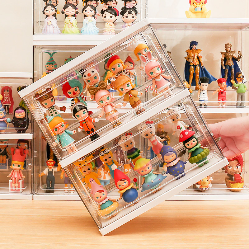 亚克力盲盒收纳展示架手办收纳盒泡泡玛特展示盒公仔娃娃阶梯盒子_虎窝淘