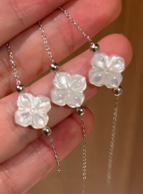 白贝母四叶花真金电镀手链女简约新中式百搭氛围感手饰