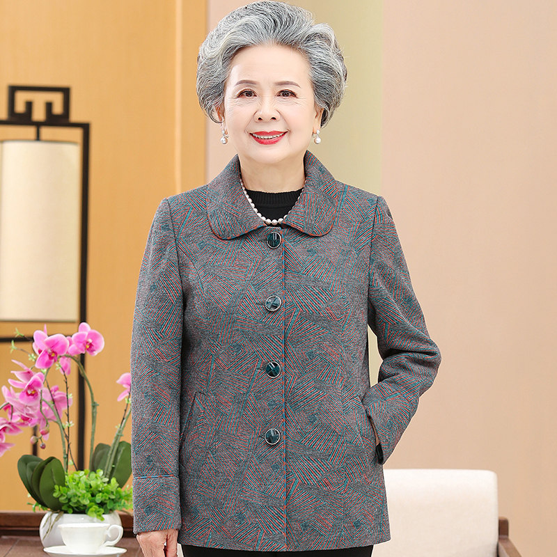 中老年人女装毛呢子外套妈妈春秋装 柒询中老年女装