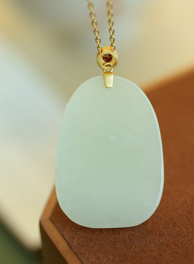 S925纯银镀18K金和田玉观音吊坠新中式国风复古大气典雅精致雕刻