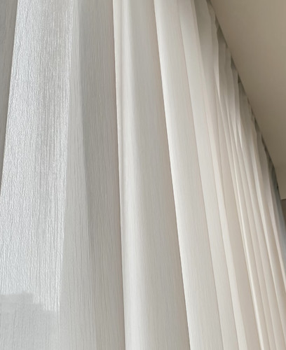 罗衣纱 定制纱帘小众压皱肌理纱帘透光不透人阳台卧室客厅飘窗 - 图0