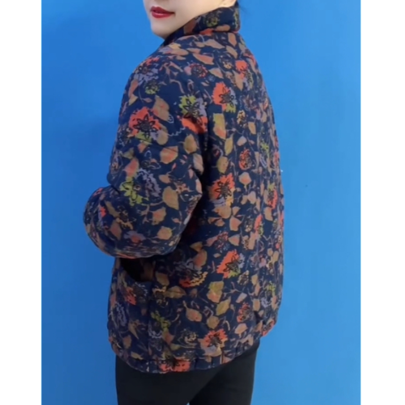 秋冬新款女加棉保暖外套中老年妈妈装上衣洋气碎花面包领棉服棉袄,淘宝优惠券,粉丝福利购,淘宝优惠卷