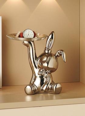 高颜值闹钟玄关钥匙收纳摆件电子钟摆件家用客厅卧室数字智能台钟