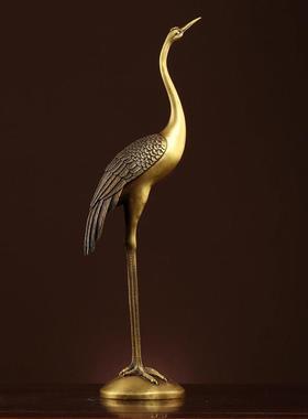 开运纯铜仙鹤摆件 落地大号龟鹤延年长寿龟 客厅家居装饰祝寿铜鹤