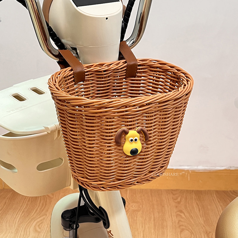 电动车车篮储物车筐复古编织田园风电瓶车前置物兜多功能收纳挂篮,淘宝优惠券,粉丝福利购,淘宝优惠卷