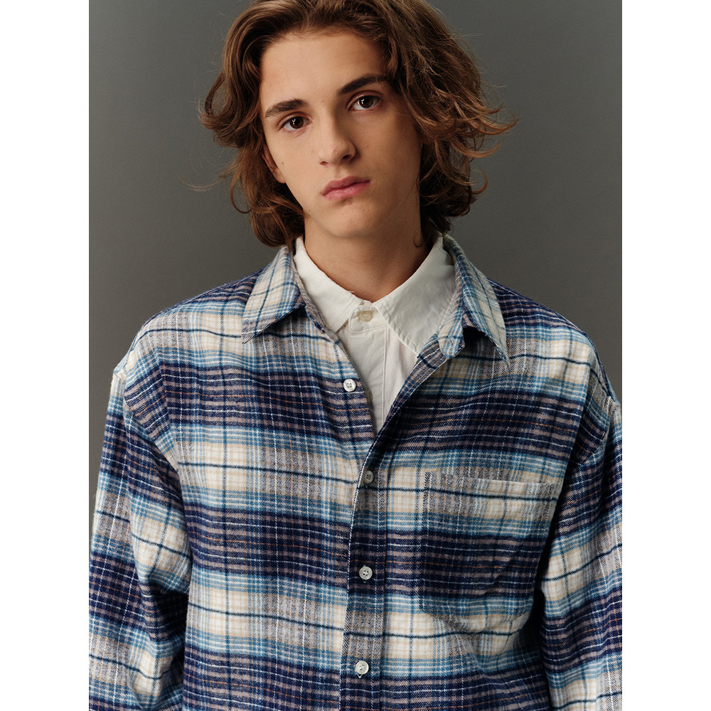 CountryMoment美式复古柔软法兰绒格子长袖衬衫男女Cleanfit衬衣