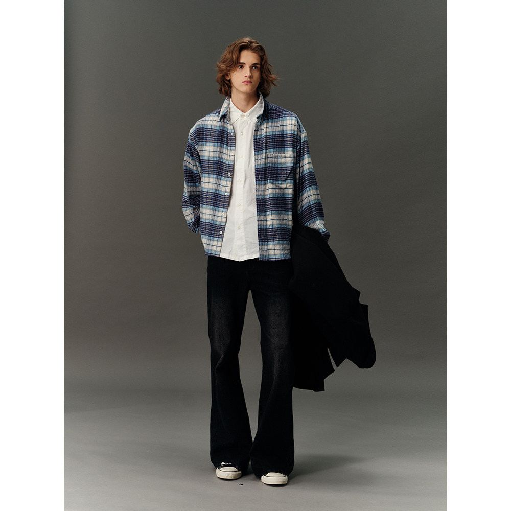 CountryMoment美式复古柔软法兰绒格子长袖衬衫男女Cleanfit衬衣