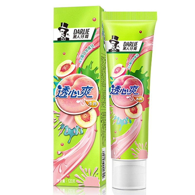 黑人透心爽冰桃水蜜桃子味亮白牙膏 黑人亚菲尔牙膏