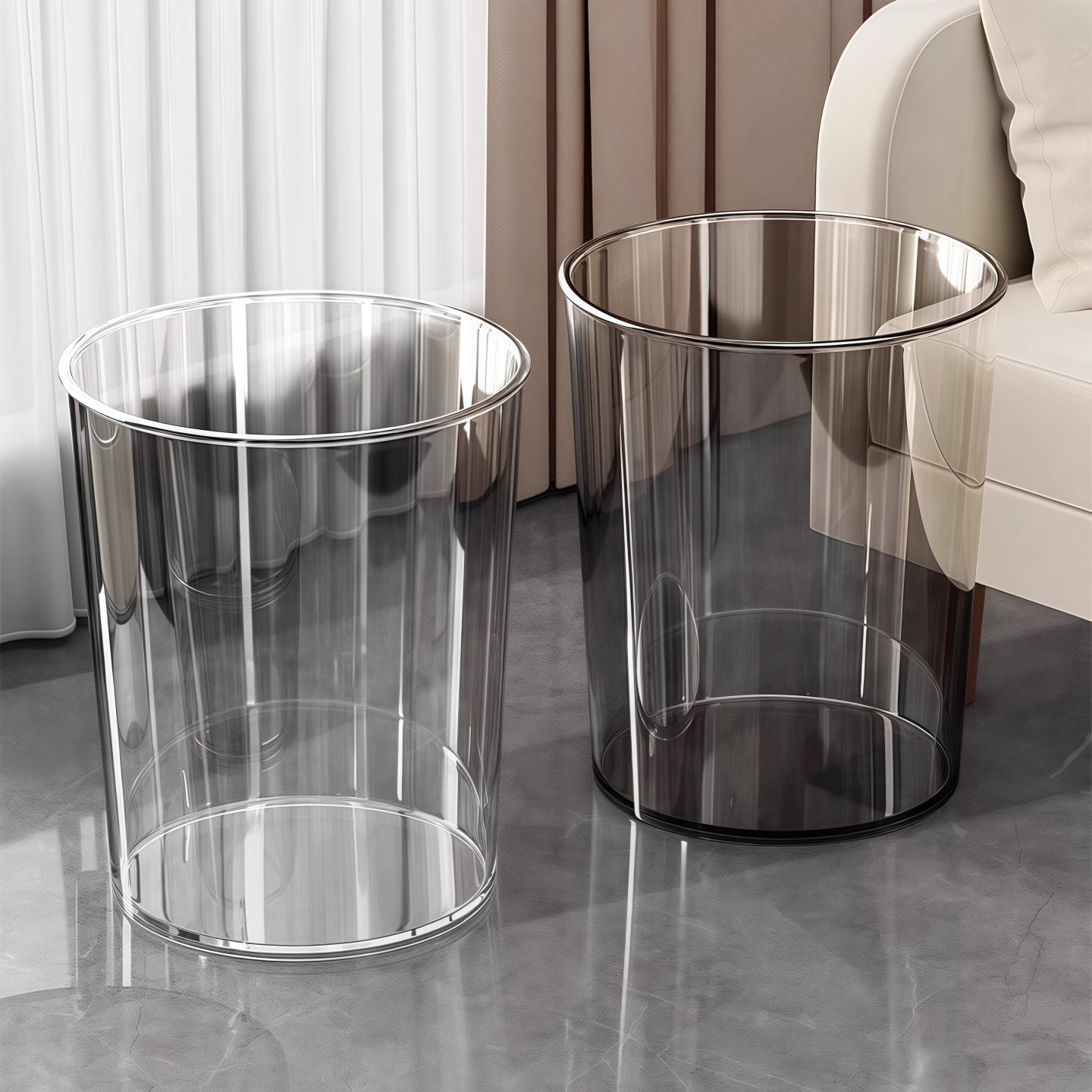 轻奢灰透明网红同款垃圾桶卧室办公室纸篓桶大容量卫生间高颜值,淘宝优惠券,粉丝福利购,淘宝优惠卷