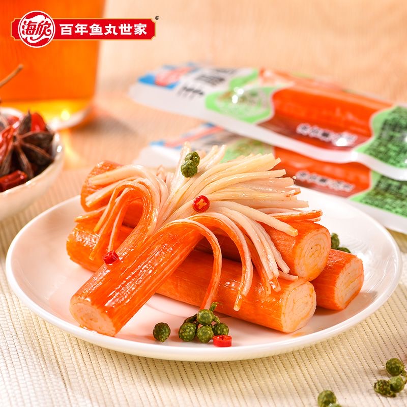 海欣手撕蟹柳非油炸零食即食蟹味棒追剧小零食海味蟹柳零食480g