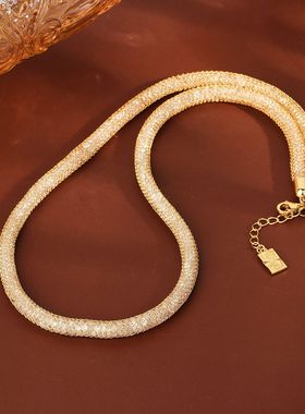 s925纯银钱袋子网兜闪钻项链女轻奢高级感闺蜜小众精致招财暴富