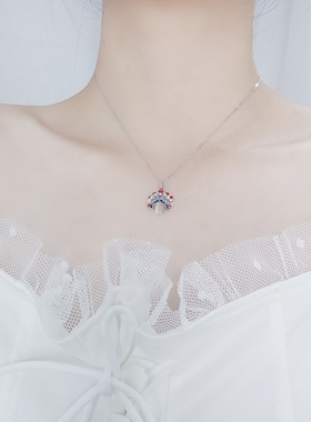 s925纯银京剧脸谱项链女白玉髓中国风国潮花旦刀马旦新款配饰