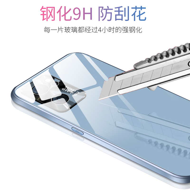 适用opporeno7手机壳reno7pro电镀玻璃女新款保护套镜头全包防摔男款por高端后壳0ppo情侣潮款0pp0网红5g外壳 - 图3