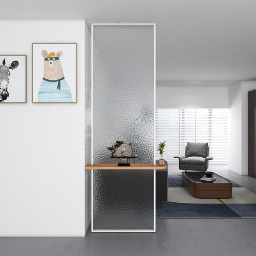 现代简约入户不锈钢屏风长虹玻璃玄关客厅实木屏风隔断洗手遮挡墙 - 图0