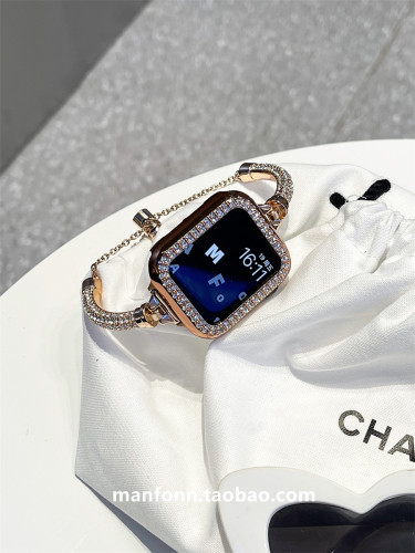 高级满钻小香风手镯适于苹果10手表链Applewatch987代表带3456SE - 图1