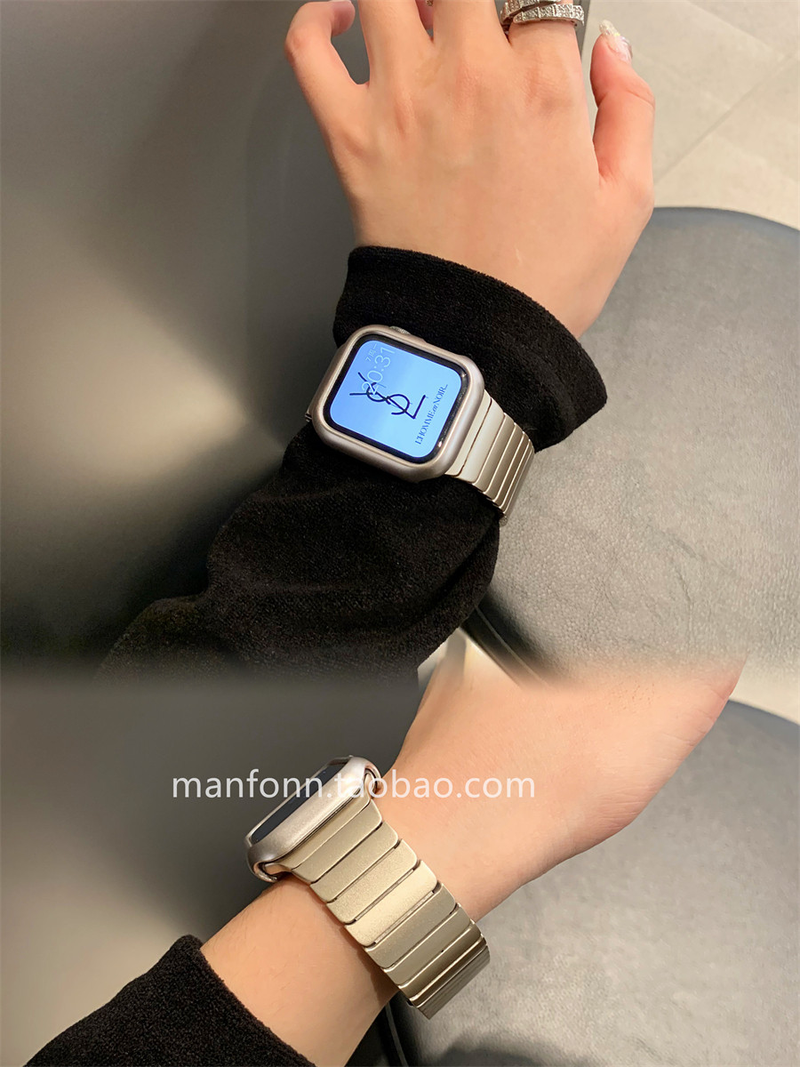 适于苹果10手表带Applewatch98星光色高级不锈钢蝴蝶扣765SEUltra,淘宝优惠券,粉丝福利购,淘宝优惠卷