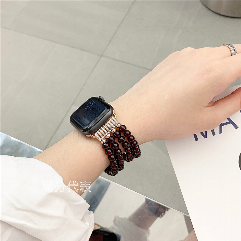 适用iwatch7珍珠表带apple Watch复古123苹果4 5 6代手表小香风se