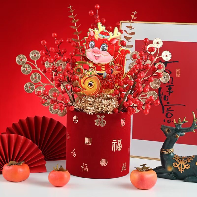 新年套二红色绒布福桶花艺包花盒绒布桶过年桌面摆件抱抱桶,淘宝优惠券,粉丝福利购,淘宝优惠卷