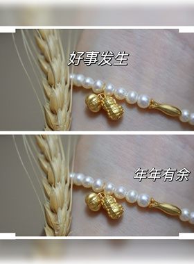 招财猫吊坠古法纯银柿子花生吊坠