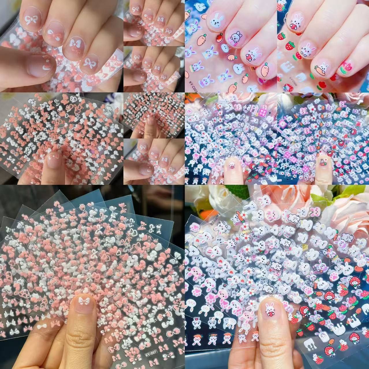 儿童小兔指甲贴公主宝宝美甲贴花小孩玩具小花指甲贴纸闪亮夜光贴,淘宝优惠券,粉丝福利购,淘宝优惠卷