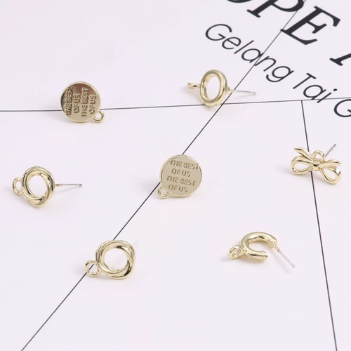 Медные золотые серьги с бантиком, аксессуар ручной работы, серебро 925 пробы, DIY