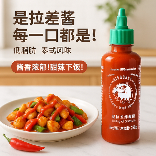 红飞鹰是拉差辣椒酱泰国进口低脂甜辣零泰式辣酱拉差色水煮菜调料 - 图3