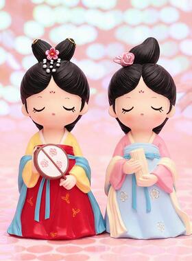 蛋糕装饰小摆件可爱泥人古代古风汉服玩偶古装娃娃女孩生日礼物女
