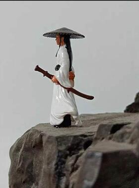 撑伞美女微景观古风人物摆件水陆缸奇石假山盆景上水石造景装饰