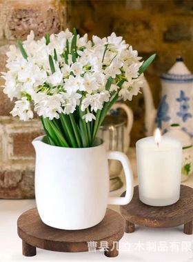 跨境木质展示底座浴室洗漱用品收纳架室内多肉兰花底座实木花盆