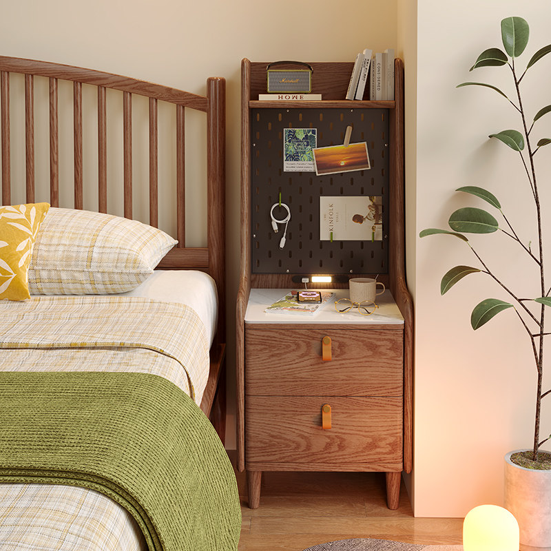 智能床头柜卧室简约小型实木床边柜可充电多功能加高置物架储物柜,淘宝优惠券,粉丝福利购,淘宝优惠卷