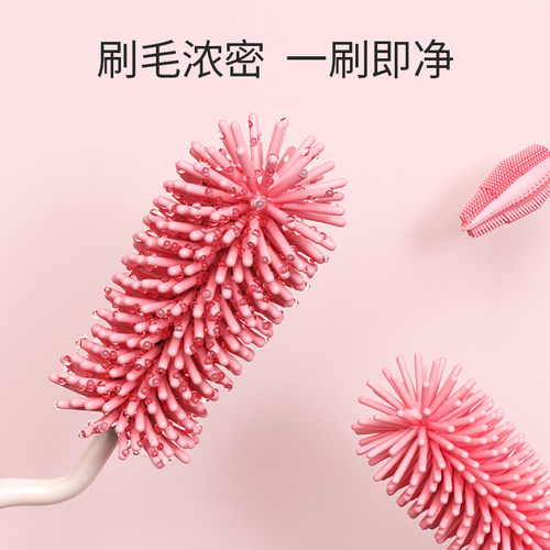 奶瓶刷清洗刷硅胶手感新生婴儿奶嘴刷吸管套装旋转洗奶瓶清洁刷子 - 图3