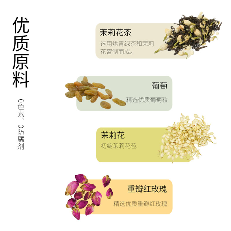 【净茶纪】白葡萄茉莉花茶玫瑰花果绿茶情人伴手礼热泡冷泡茶包 - 图2