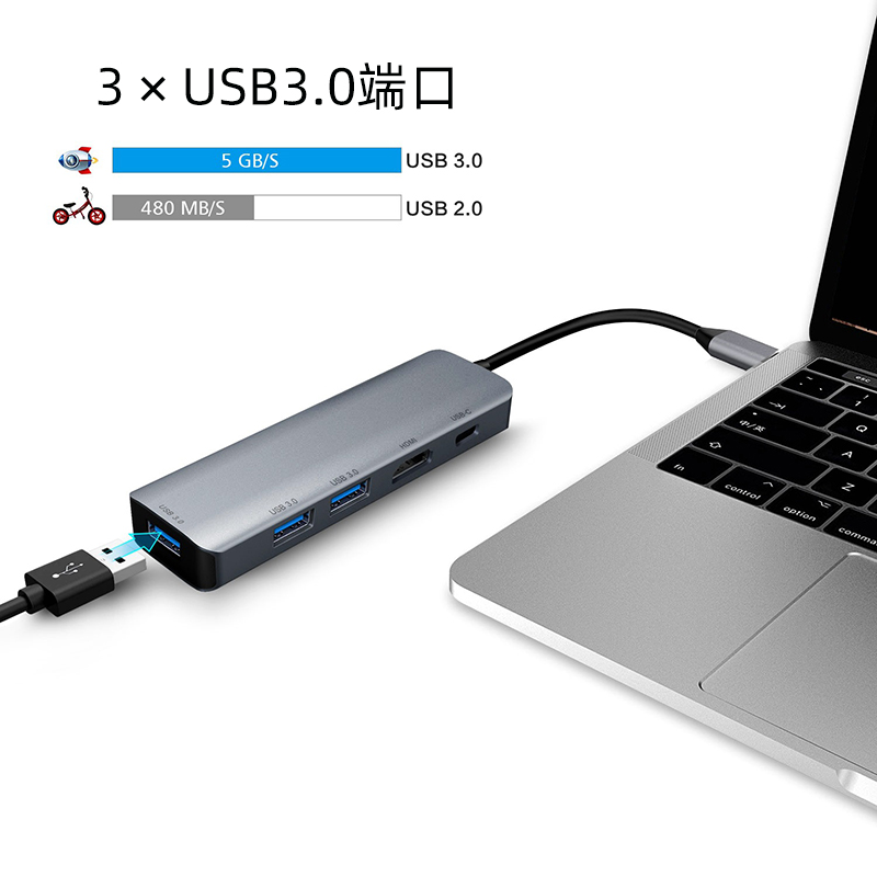 matebook x笔记本usb-c转换器多接口拓展坞电脑typec转hdmi扩展坞4k高清投屏usb3.0分线器u盘键鼠转接头线 - 图1