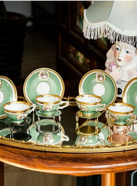 欧式美式复古咖啡杯盘架钛钢加厚电镀客厅轻奢礼北京