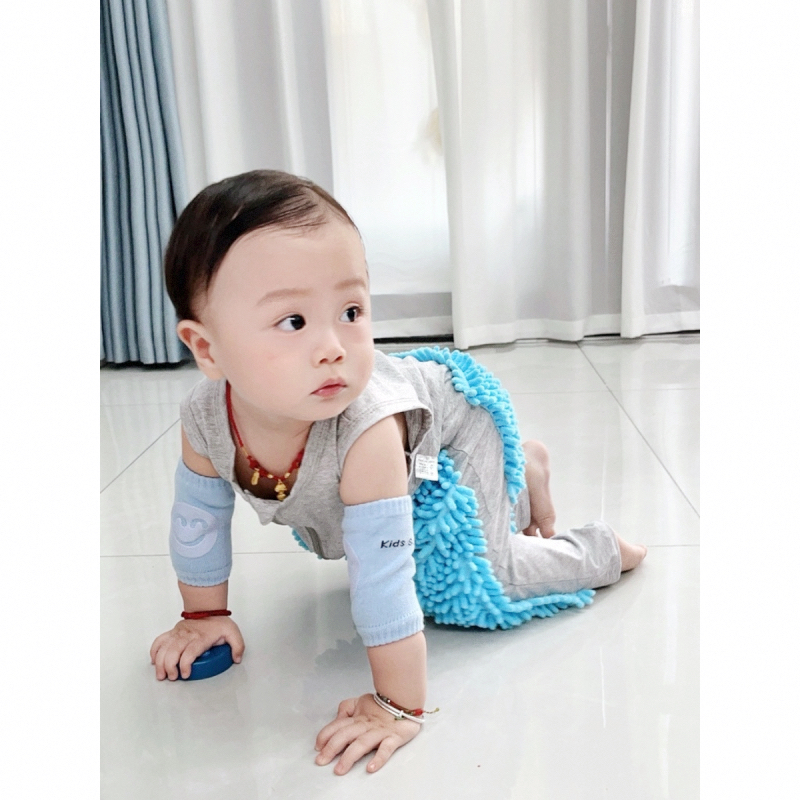 婴儿爬行服宝宝拖地爬爬服擦地板防脏连体衣服夏季薄款短袖 - 图2