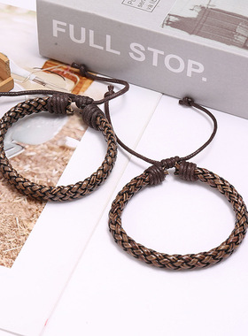 PU编织简约男女情侣手链