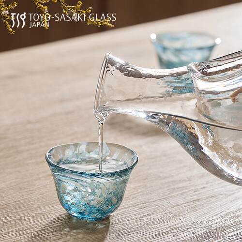 原装进口 冰见雪琥珀金箔蓝 东洋佐佐木 经典手工冷酒壶套装 - 图3