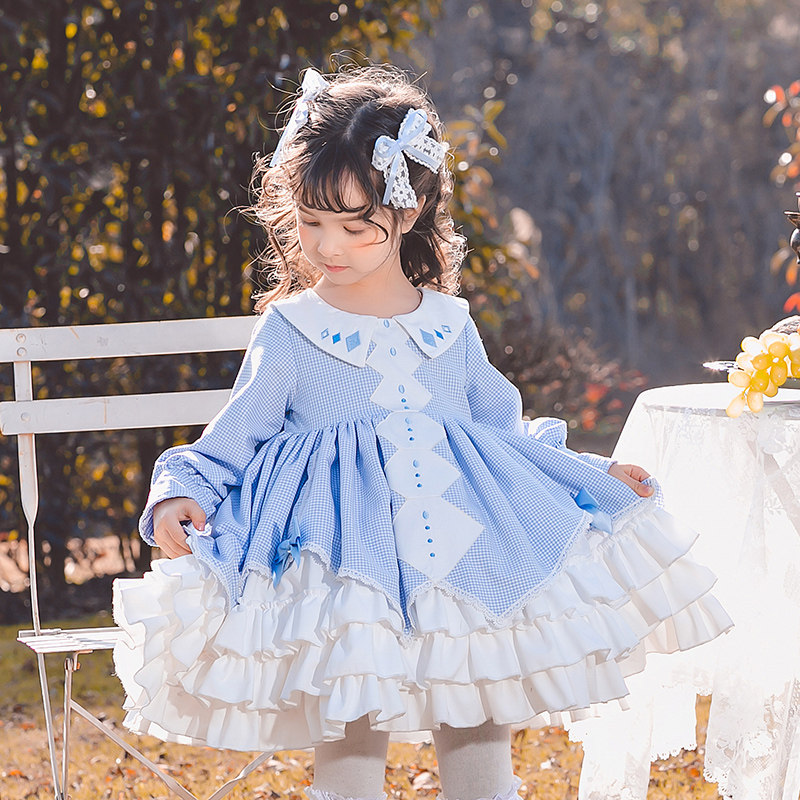 枝芽新品2025春季新款女童西班牙格子连衣裙女童洛丽塔Lolita裙子,淘宝优惠券,粉丝福利购,淘宝优惠卷