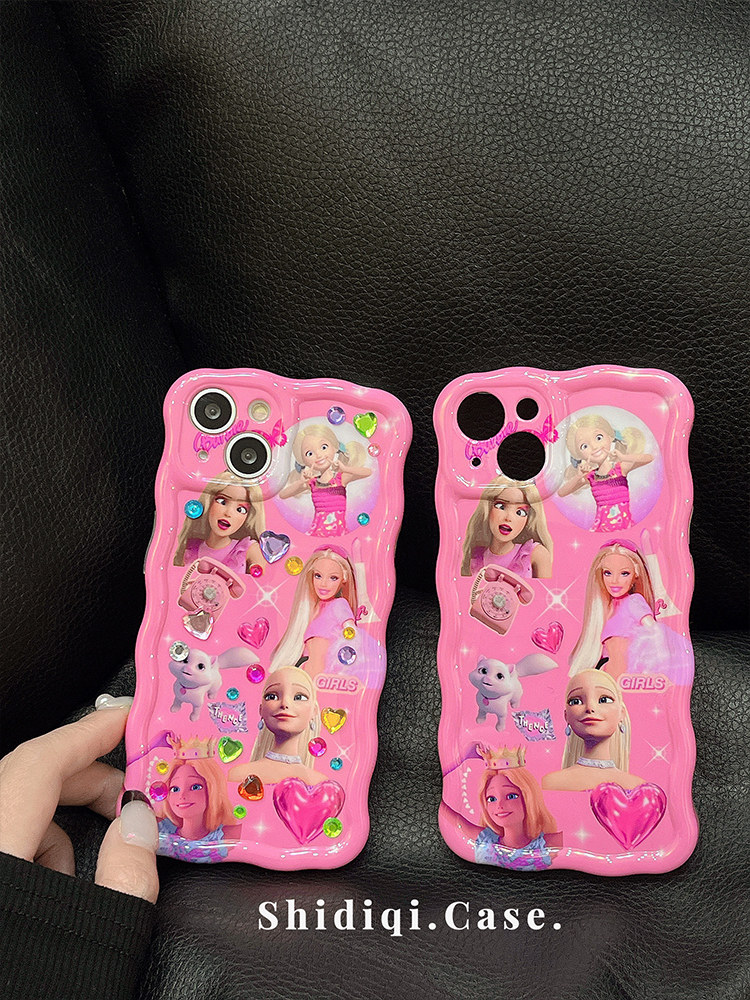 粉色卡通艾莎公主diy贴钻女手机壳 诗迪奇手机保护套/壳