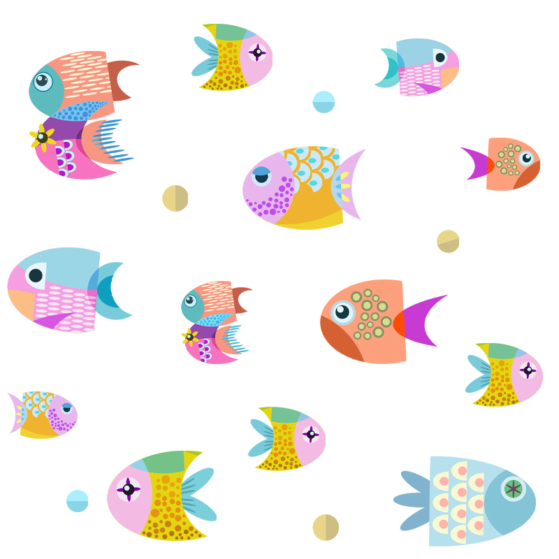 创意北欧风卡通海洋鱼贴画浴室瓷砖装饰防水自粘遮丑补洞贴纸墙贴