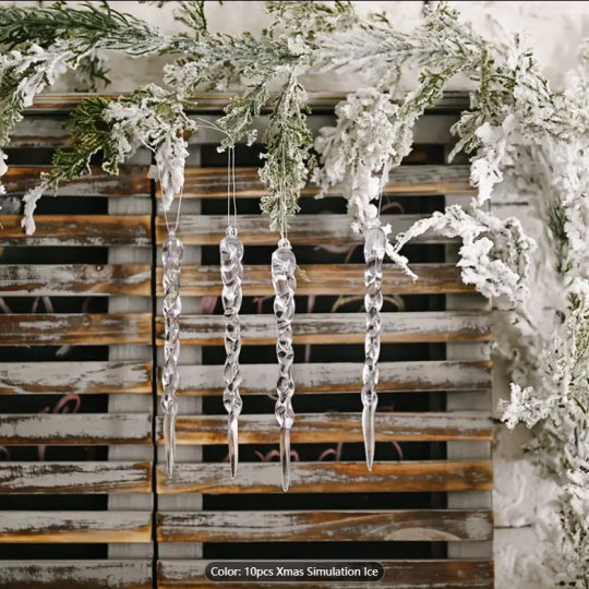 Décorations de Noël, Simulate Ice Hang Snowflake Strip Ice Icizle décorations, décoration d'arbre de Noël accessoires de décoration de pendentif