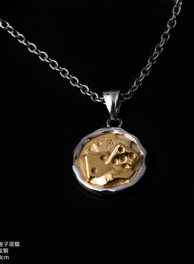 金色骰子项链扑克小众设计圆牌男