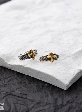 十字架羽毛开口戒十字架羽毛