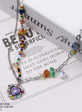 多巴胺彩色串珠项链女轻奢小众