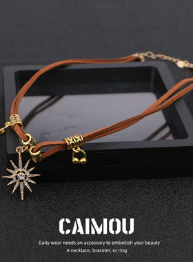 CAIMOU美拉德太阳项链复古锁骨链