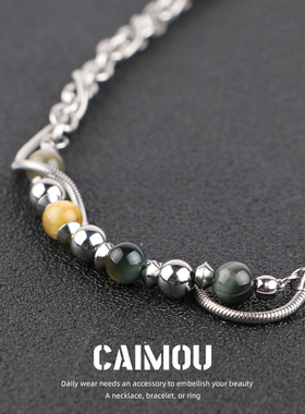 CAIMOU虎眼石串珠项链男新中式风