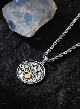 小众设计日月朝暮吊坠情侣项链