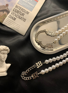 CAIMOU珍珠字母女锁骨链